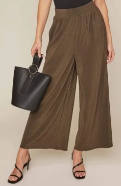Pleated Wide Leg Pant -Outlet Cozi Luxe Store AP7071 OLIVE 4A