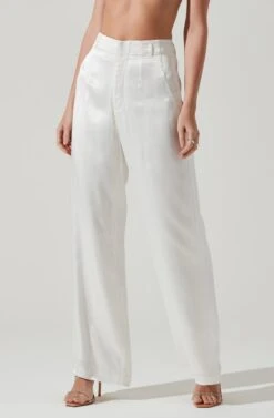 Brigitta Satin Wide Leg Pants -Outlet Cozi Luxe Store AP7265S WHITE 4