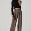 Pleated Wide Leg Cargo Pants -Outlet Cozi Luxe Store AP7310 WARMGREY 3