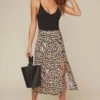 Button Front Midi Skirt