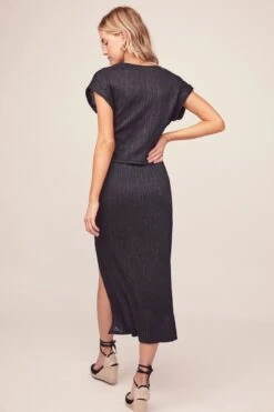 Plisse Midi Skirt -Outlet Cozi Luxe Store AS9032 BLACK 4 Edit