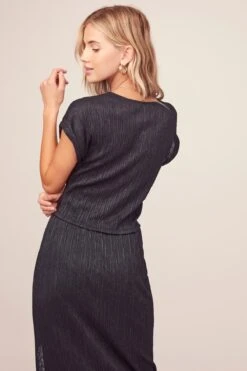 Plisse Midi Skirt -Outlet Cozi Luxe Store AS9032 BLACK 5 Edit