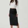 Hi Slit Ruched Skirt 1 Hi Slit Ruched Skirt -Outlet Cozi Luxe Store AS9086B BLACK 1547