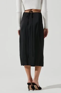 Hi Slit Ruched Skirt -Outlet Cozi Luxe Store AS9086B BLACK 1565