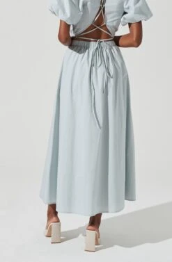 Poplin Midi Skirt 8 Poplin Midi Skirt -Outlet Cozi Luxe Store AS9098 DUSTYBLUE 3