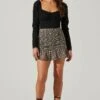 Floral Ruched Mini Skirt 2 Floral Ruched Mini Skirt -Outlet Cozi Luxe Store AS9114 BLACKMAGENTAFRL 1