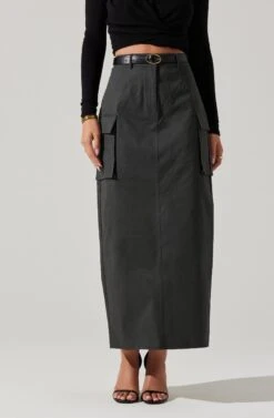 High Rise Cargo Maxi Skirt -Outlet Cozi Luxe Store AS9163 CHARCOAL 5 227374e4 2934 4999 a635 dc13a7ce205f
