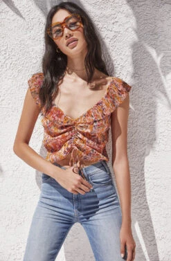 Rue Cinched Tie Front Top -Outlet Cozi Luxe Store ASTR SPR21 PT2 6457