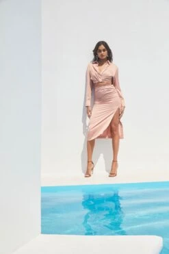 Perry Ruched Side Slit Midi Skirt 15 Perry Ruched Side Slit Midi Skirt -Outlet Cozi Luxe Store ASTR SPR22 PT1 34262