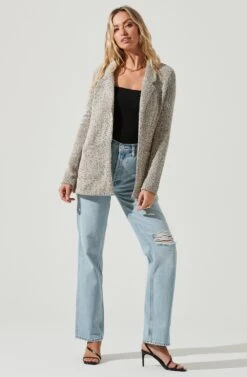 Tweed Oversized Blazer 11 Tweed Oversized Blazer -Outlet Cozi Luxe Store AT12897 CREAM BLACK 2