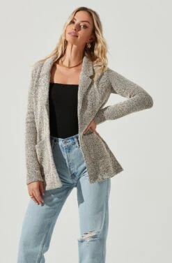 Tweed Oversized Blazer 12 Tweed Oversized Blazer -Outlet Cozi Luxe Store AT12897 CREAM BLACK 3