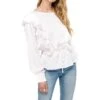 Silky Ruffle Tie Waist Blouse 2 Silky Ruffle Tie Waist Blouse -Outlet Cozi Luxe Store AT12976 003 IVORY 04