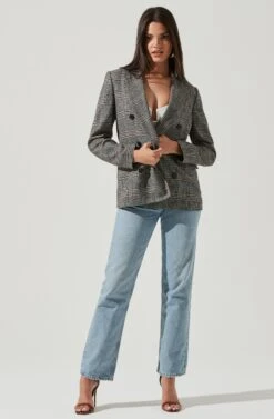 Double Breasted Blazer 8 Double Breasted Blazer -Outlet Cozi Luxe Store AT13579 BLACK WHITE 1