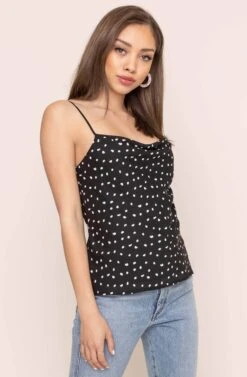 Cowl Drape Cami -Outlet Cozi Luxe Store AT15035D BLACK DOT 3A ac33d6b3 406b 4a43 bb4a 00b11f7cce95