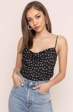 Cowl Drape Cami -Outlet Cozi Luxe Store AT15035D BLACK DOT 7AAA 79e0021f 90f2 4d41 9a91 eea55a02b53d