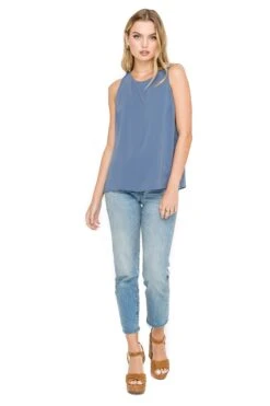 High Neck Open Side Tank -Outlet Cozi Luxe Store AT15039 GREY GRISAILLE 01