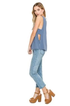 High Neck Open Side Tank -Outlet Cozi Luxe Store AT15039 GREY GRISAILLE 02