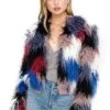 Shaggy Faux Fur Jacket -Outlet Cozi Luxe Store AT15222 BLUE MULTI COLOR 04