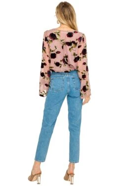 Surplice Floral Burnout Top -Outlet Cozi Luxe Store AT15278 MAUVE FLORAL 4A