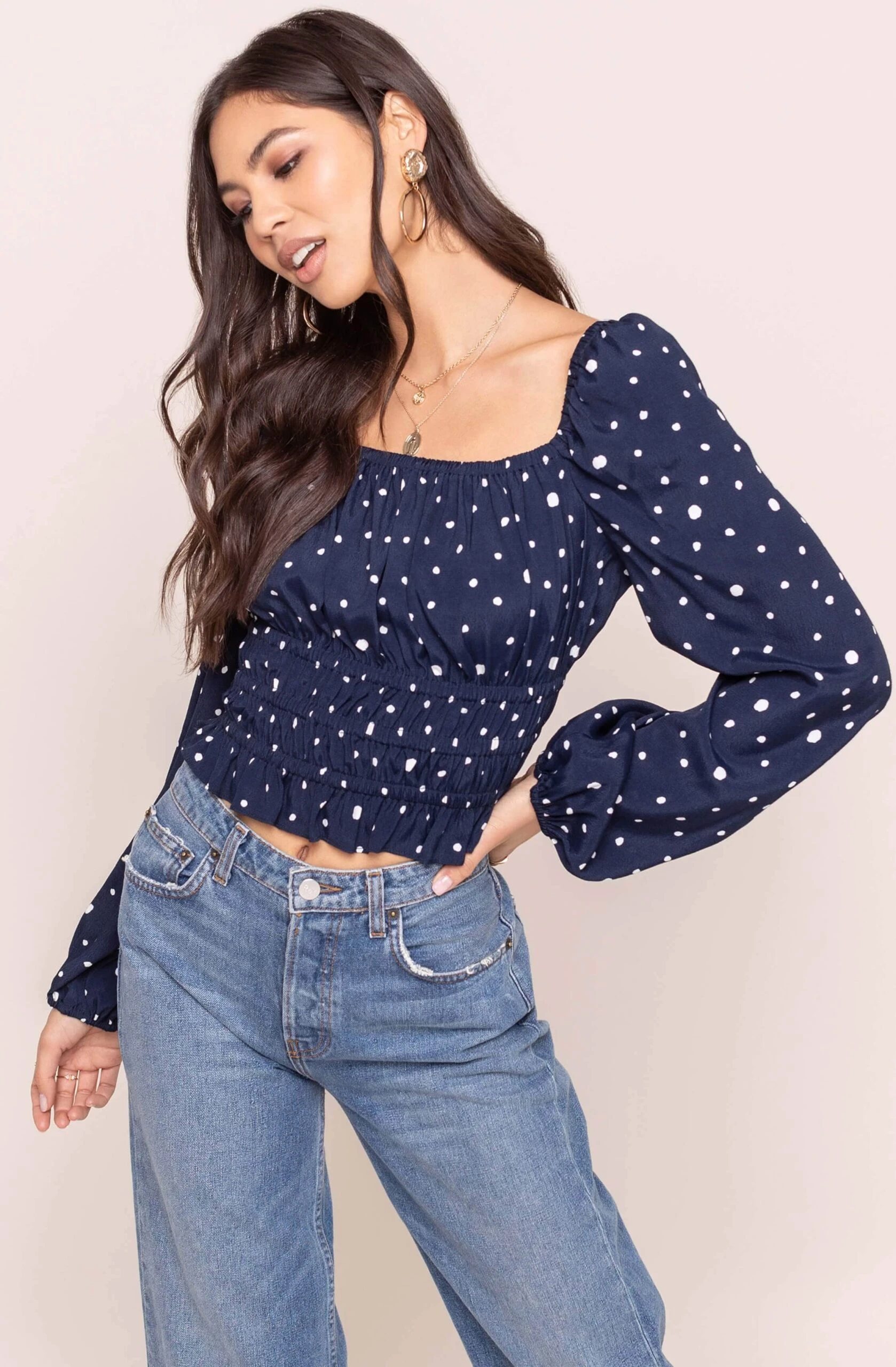 Long Sleeve Square Neck Smocked Top 3 Long Sleeve Square Neck Smocked Top