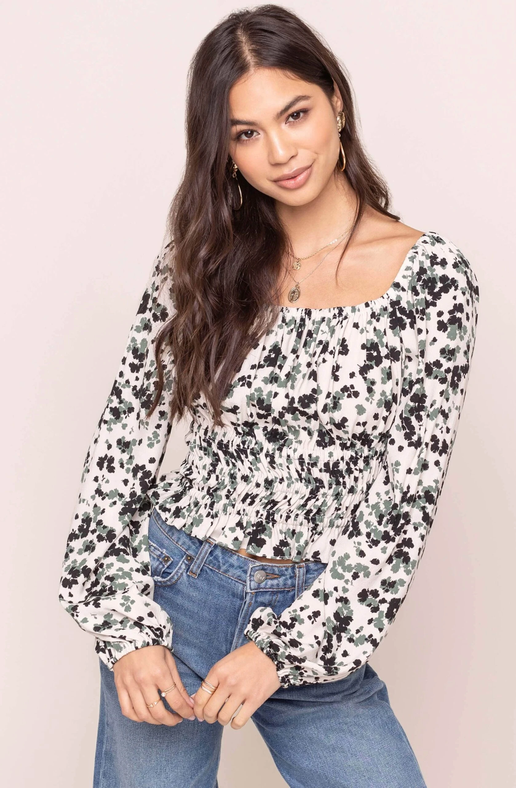 Long Sleeve Square Neck Smocked Top 8 Long Sleeve Square Neck Smocked Top - Image 6