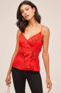 Button Front Floral Wrap Cami