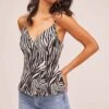 Zebra Button Front Wrap Cami -Outlet Cozi Luxe Store AT15468 ZEBRA 2