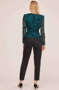 Burnout Leopard Wrap Top -Outlet Cozi Luxe Store AT15511B TEAL BLACK LEOPARD 3