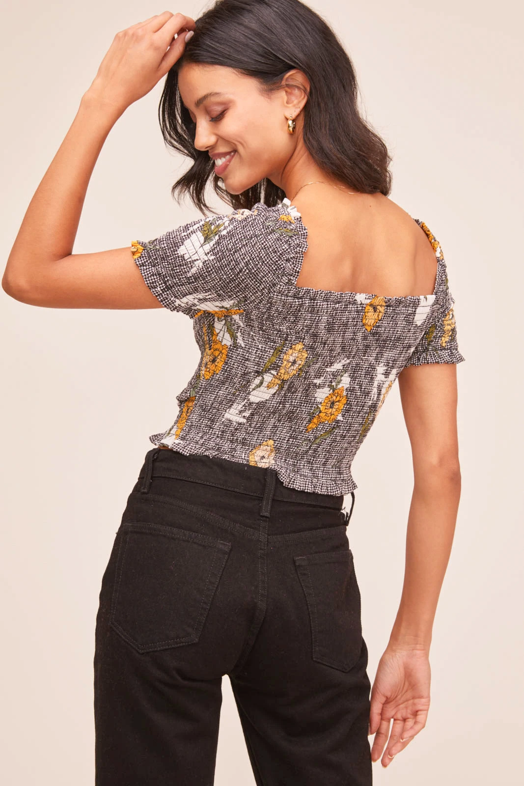 Smocked Floral Short Sleeve Top 4 Smocked Floral Short Sleeve Top - Image 2