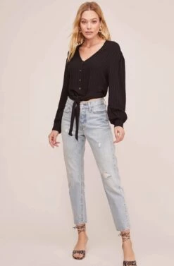 Tie Front Top 11 Tie Front Top -Outlet Cozi Luxe Store AT15667 BLACK 1