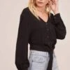 Tie Front Top -Outlet Cozi Luxe Store AT15667 BLACK 3