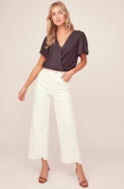 Jacquard Surplice Top 14 Jacquard Surplice Top -Outlet Cozi Luxe Store AT15688 BLACK 1A