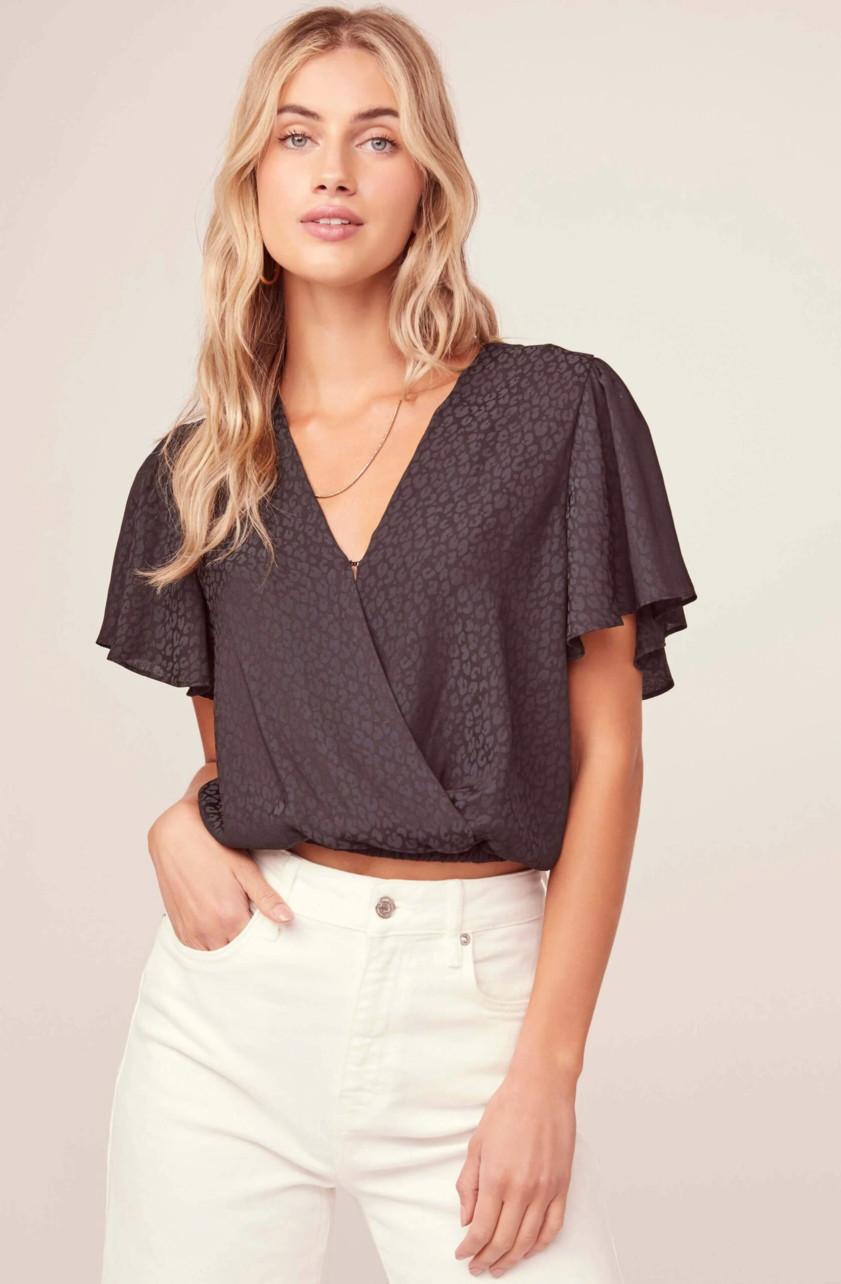 Jacquard Surplice Top 3 Jacquard Surplice Top