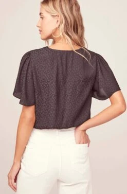 Jacquard Surplice Top 16 Jacquard Surplice Top -Outlet Cozi Luxe Store AT15688 BLACK 5AA