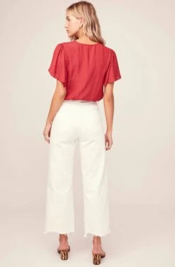 Jacquard Surplice Top 20 Jacquard Surplice Top -Outlet Cozi Luxe Store AT15688 RED 4A