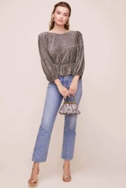 Reversible Peplum Top -Outlet Cozi Luxe Store AT15867 GOLD METALLIC 10