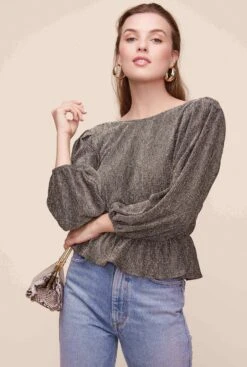 Reversible Peplum Top -Outlet Cozi Luxe Store AT15867 GOLD METALLIC 11