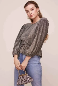 Reversible Peplum Top -Outlet Cozi Luxe Store AT15867 GOLD METALLIC 12