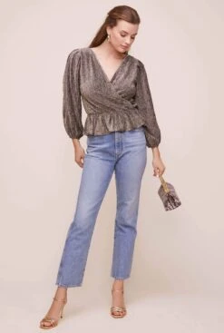 Reversible Peplum Top -Outlet Cozi Luxe Store AT15867 GOLD METALLIC 5