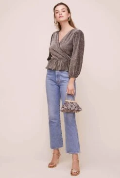 Reversible Peplum Top -Outlet Cozi Luxe Store AT15867 GOLD METALLIC 6