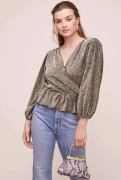 Reversible Peplum Top -Outlet Cozi Luxe Store AT15867 GOLD METALLIC 7