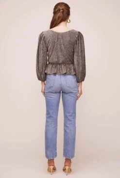 Reversible Peplum Top -Outlet Cozi Luxe Store AT15867 GOLD METALLIC 8