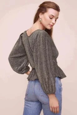 Reversible Peplum Top -Outlet Cozi Luxe Store AT15867 GOLD METALLIC 9