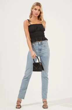 Eyelet Cami -Outlet Cozi Luxe Store AT16054 BLACK 1