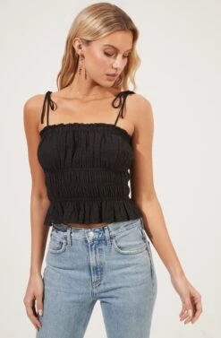 Eyelet Cami -Outlet Cozi Luxe Store AT16054 BLACK 3