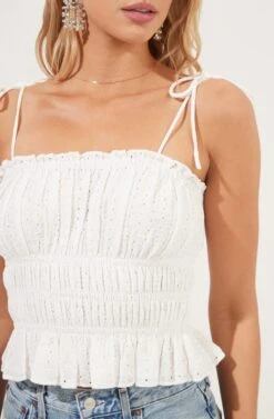 Eyelet Cami -Outlet Cozi Luxe Store AT16054 WHITE 4