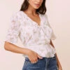 Wrap Front Ruffle Top -Outlet Cozi Luxe Store AT16080 003 IVORYFLORAL 1