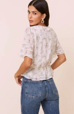 Wrap Front Ruffle Top -Outlet Cozi Luxe Store AT16080 003 IVORYFLORAL 5