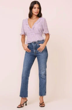Wrap Front Ruffle Top -Outlet Cozi Luxe Store AT16080 003 LAVENDERFLORAL 3