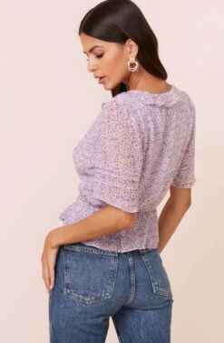 Wrap Front Ruffle Top -Outlet Cozi Luxe Store AT16080 003 LAVENDERFLORAL 4